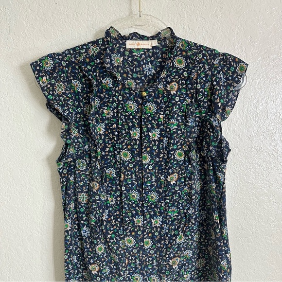 Tory Burch Printed Ruffle Shell Top size 4 - Picture 5 of 12